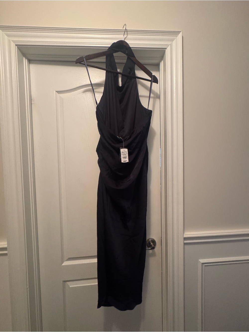 Draped Halter Neck Satin Midi Dress size XXL - Picture 3 of 3